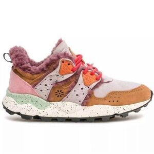 FLOWER MOUNTAIN SUEDE FUR SNEAKERS